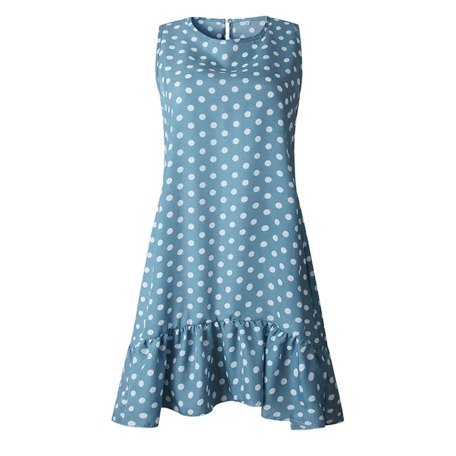 Polka Dot Ruffles Mini Dress: Summer Chiffon Casual Sundress