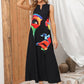 Women's Sleeveless V-Neck Loose Beach Dress - Casual Face Print Summer Dress