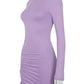 Here is a 9 word title for that product:  Women's Long Sleeve Bodycon Turtleneck Mini Dress - Skinny Stretchy Fall Party Dress