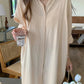 Plus Size Cotton Beach Shirt Dress - Vintage Oversize Evening Party Dress for Women