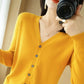 Women's Loose V-Neck Knit Cardigan Jacket - Versatile Solid Color Sweater