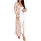 Women's Sequin Long Sleeve Maxi Cardigan Coat - Sexy Evening Party Gown