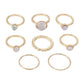 Colorful Stone Metalic Finger Rings Joint Combination Rings For Women Girl Rings - ladieskits - 0