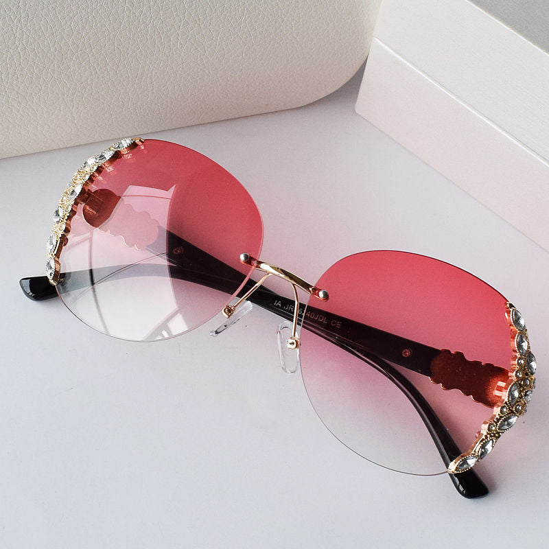 Women's Slimming Rimless UV Protection Sunglasses - ladieskits