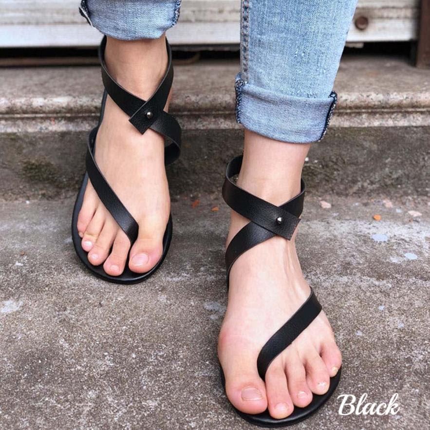 Casual Sandals Black Solid Ankle Slippers - ladieskits - 0