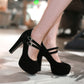 Buckle Thick Heel High Heel Women's Single Shoes - ladieskits - 0