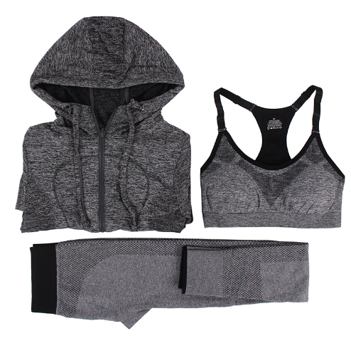 Quick Dry Sport Suits Fitness Yoga Running Athletic Tracksuits Bra & Pants & Jacket3pcs For Women - ladieskits - 0