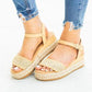 Sandals women's linen braided platform wedge sandals - ladieskits - 0