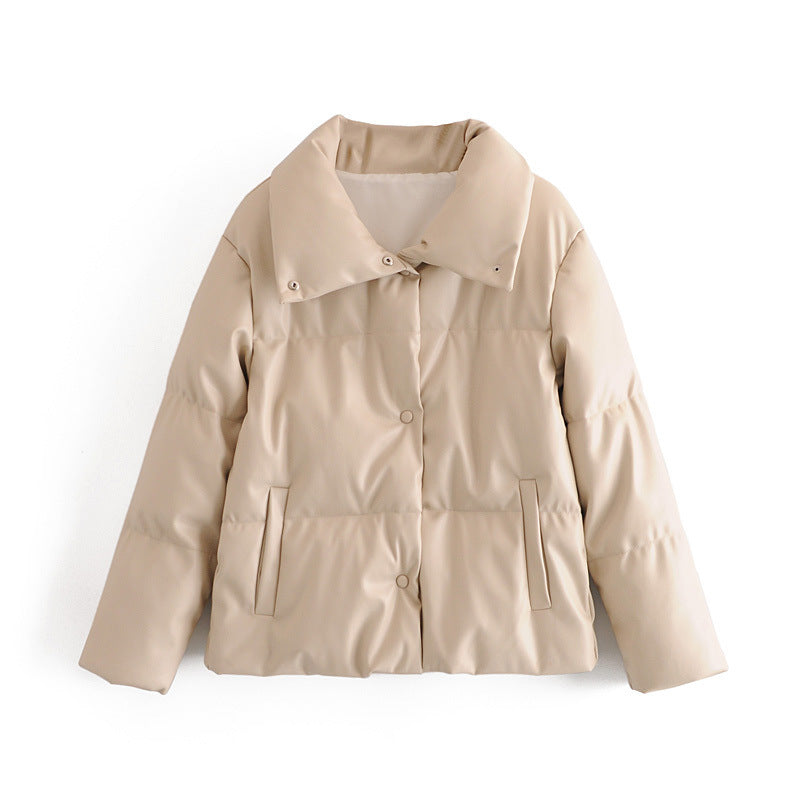 Women's brown leather faux leather jacket jacket - ladieskits - 0