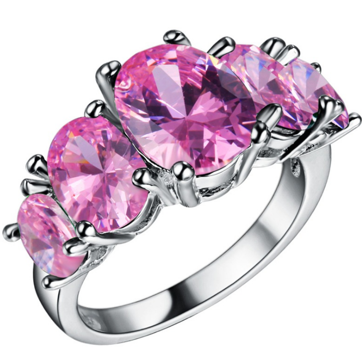 Cubic Zirconia Rings For Women Rose Crystal Ring Colorful Trendy Fashion Zinc Alloy Rings Jewelry Bijouterie - ladieskits - luxury rings