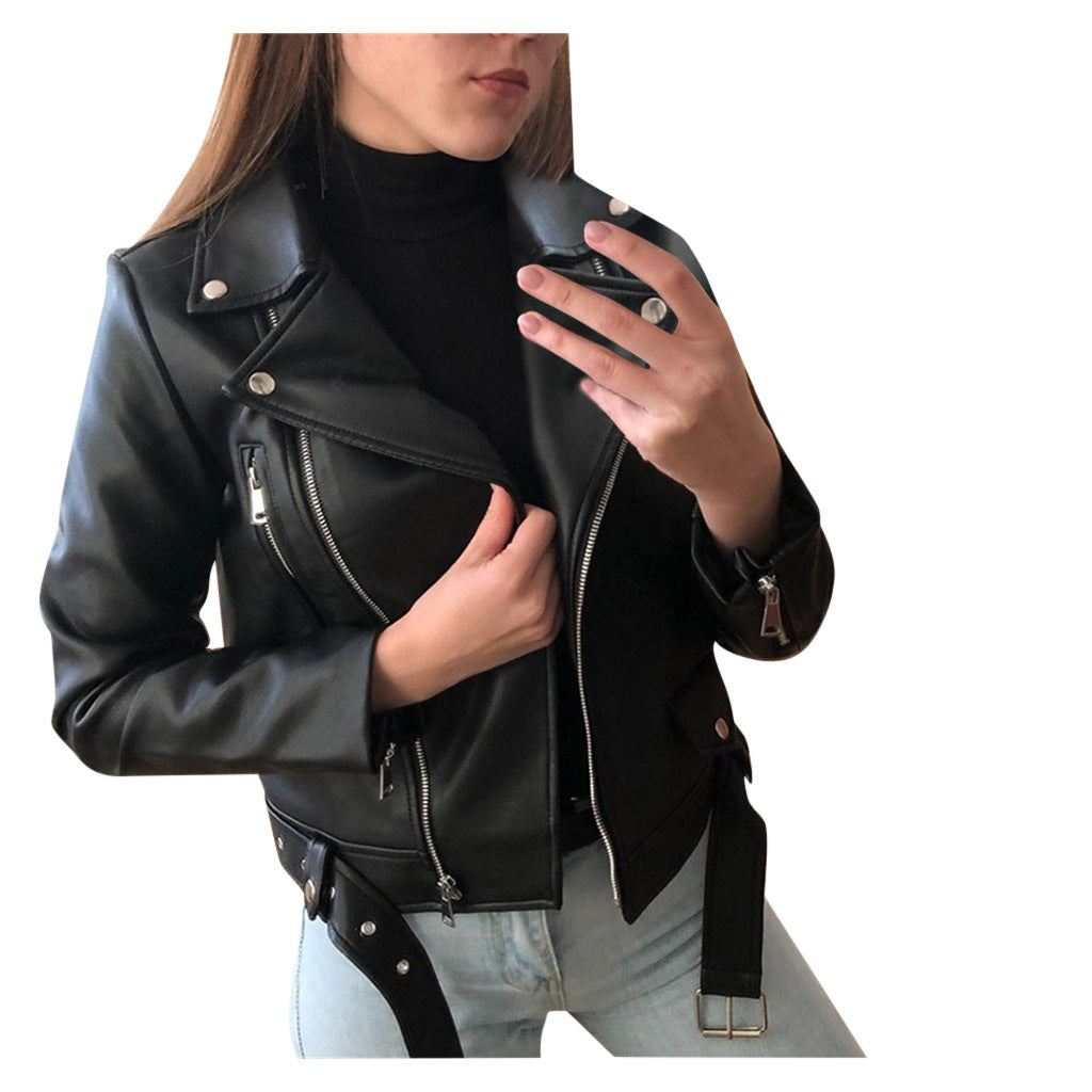 Slim Slim Winter Leather Jacket Motorcycle Jacket - ladieskits - jacket