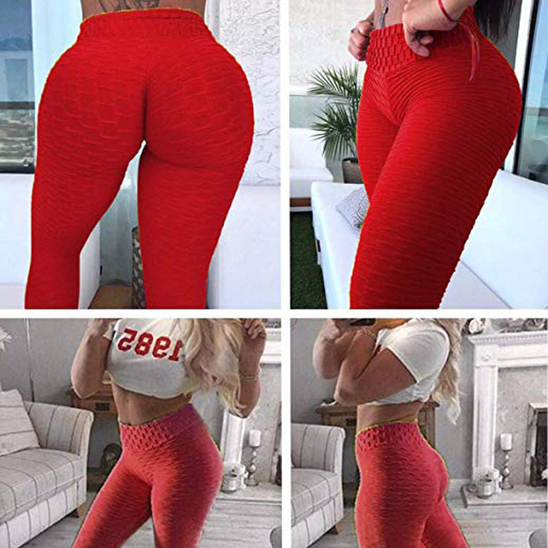 Leggings Women Gym High Waist Push Up Yoga Pants Jacquard Fitness Legging Running Trousers Woman Tight Sport Pants - ladieskits