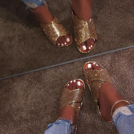 Diamond sandals slippers - ladieskits - 0