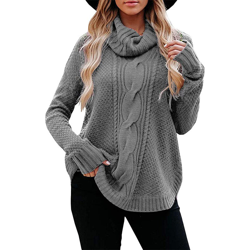 High collar women's sweater autumn winter sweater - ladieskits - 0
