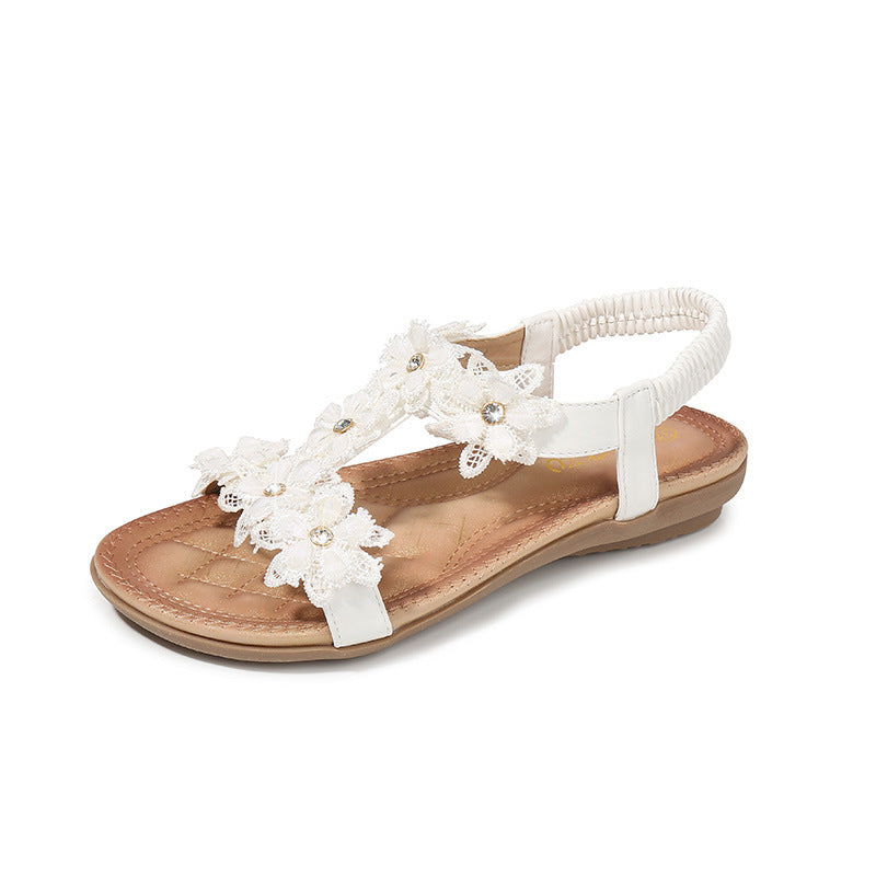 Large Size Sandals Women T-Shaped Flower Women Sandals Beach Sandals - ladieskits - 0