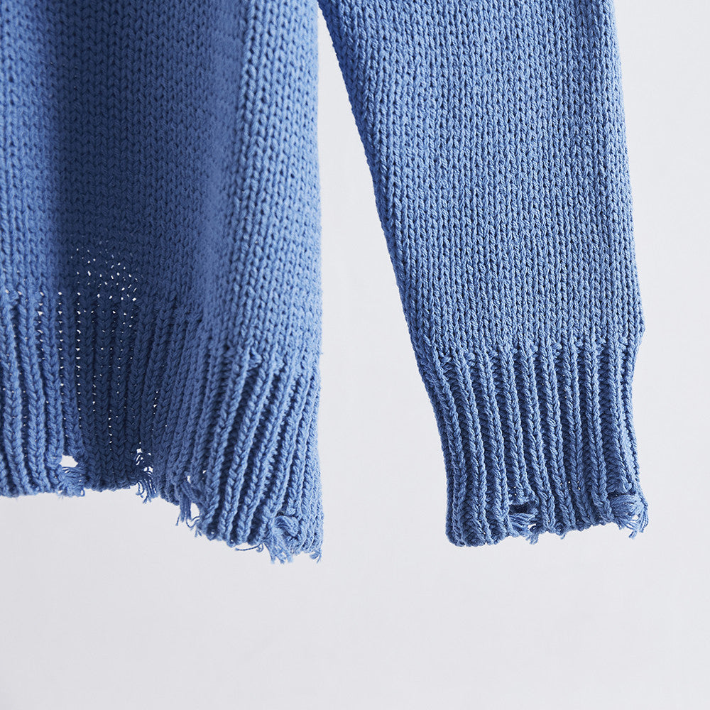 Korean Style Ripped Knitted Sweater Women - ladieskits - sweatshirt vs sweater