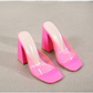 Square Toe Block Heel Sandals Transparent Pvc High Heel Sandals - ladieskits - 0