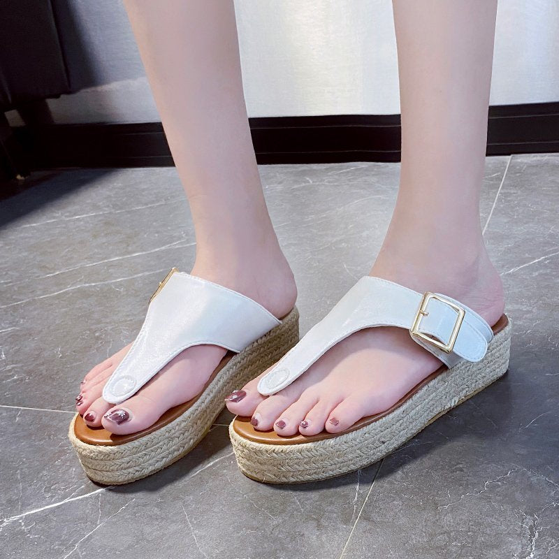 Large Size Flip-flops 2020 British Fashion Trend Cork Slippers Female Flip Flops Outdoor Slippers