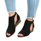 Women Soft Leather Casual Peep Toe Gladiator Wedges Platform Sandals - ladieskits - 0