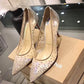 Mesh Rhinestone Transparent Women's Single Shoes Pointed High Heels Women - ladieskits - 0