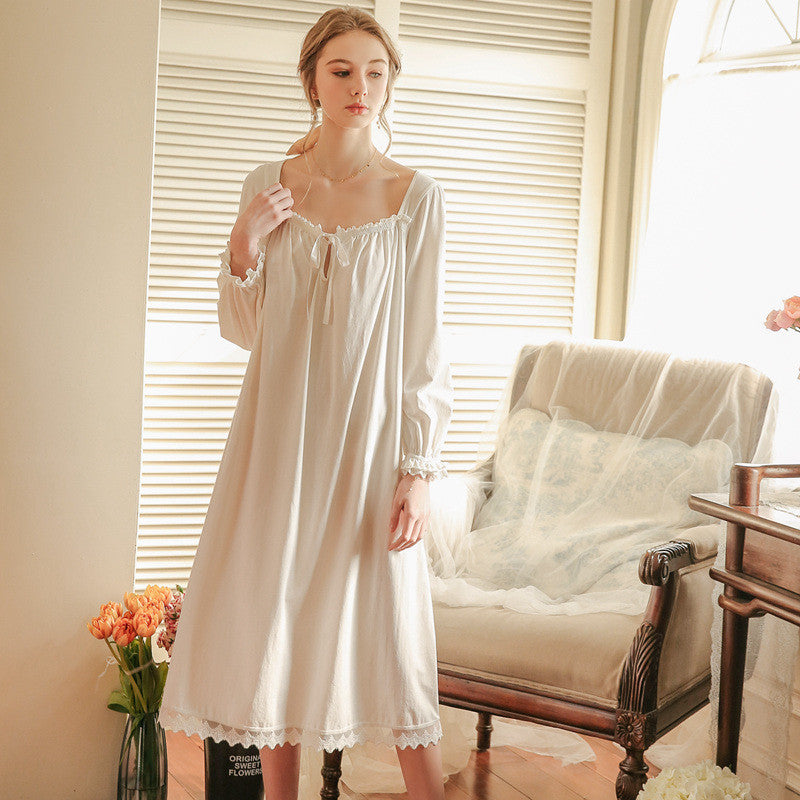 Pure Cotton Pajamas Women Palace Princess Style Long-sleeved Pants - ladieskits - women pajamas