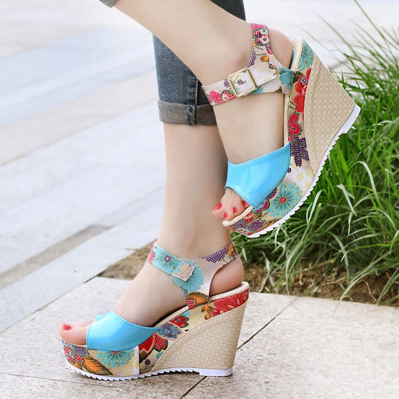 Floral high heel women sandals - ladieskits - 0