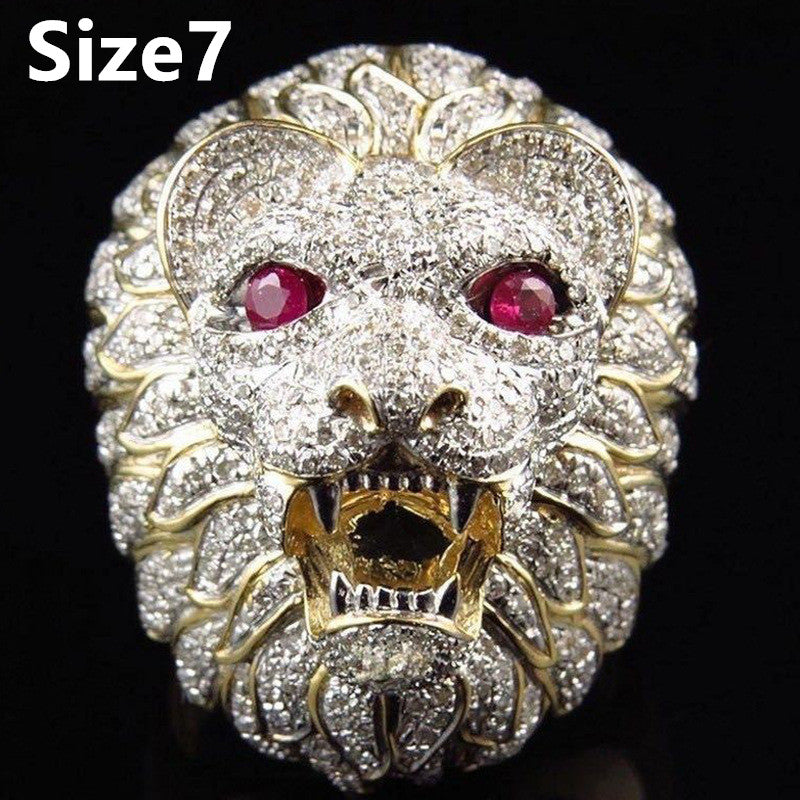 Milangirl New Creative Lion Head Punk Luxury Rings For Men Party Club Fashion Gothic Championship Rings Jewelry - ladieskits - 0