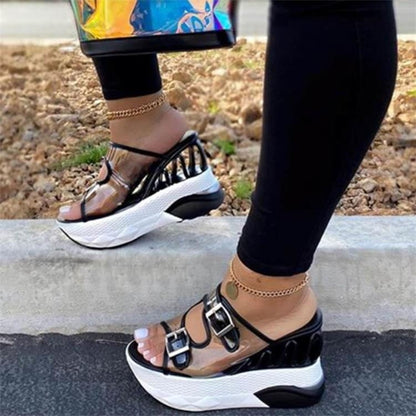 Large Size Women'S Shoes Summer Fashion Sandals Versatile Casual Sandals Fish Mouth Sandals Thick Sole Slope Heel Sandals - ladieskits - 0