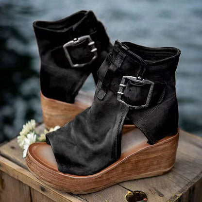 Roman Shoes Women's Summer High-Heeled Fashion Women's Shoes 2021 New High-Top Wedge Sandals Thick-Soled Fish Mouth High-Heeled Sandals - ladieskits - 0