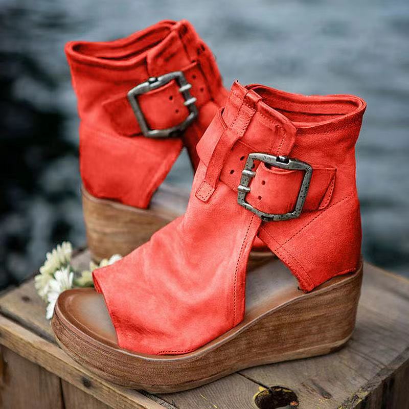 Roman Shoes Women's Summer High-Heeled Fashion Women's Shoes 2021 New High-Top Wedge Sandals Thick-Soled Fish Mouth High-Heeled Sandals - ladieskits - 0