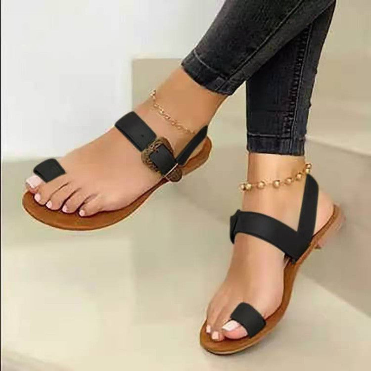 Flat Sandals With Toe Buckle Casual Sandals - ladieskits - 0