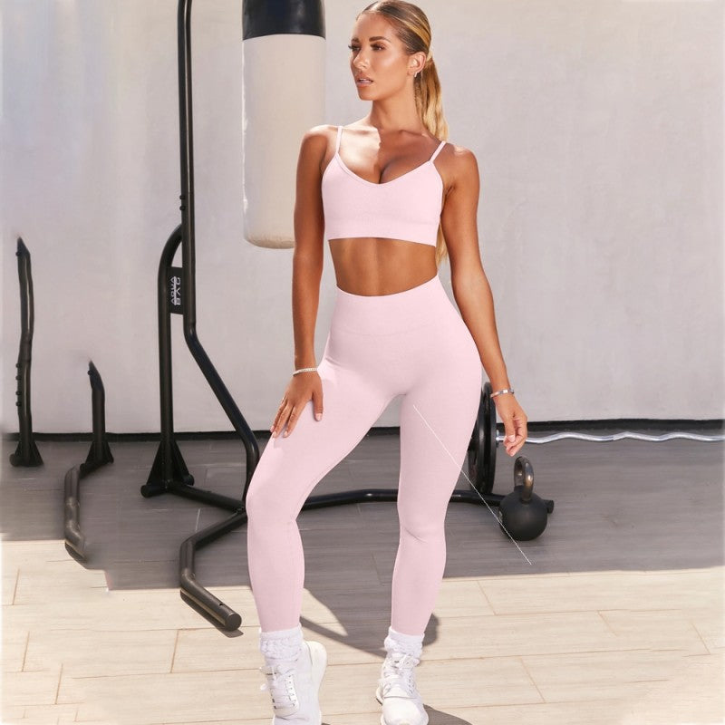 Sport Crop Top T-ShirtShorts Leggings Push Up Fitness Workout Gym Suit - ladieskits - 0