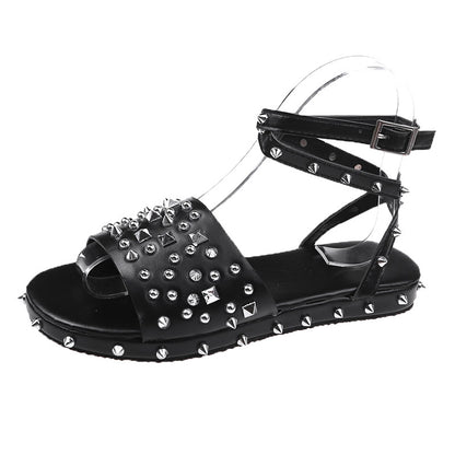 Rivet Sandals Women Fashion Hot Selling Wild Roman Casual Sandals Women - ladieskits - 0