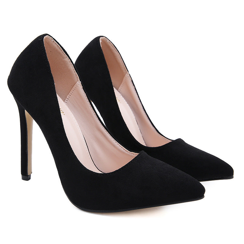 Suede pointed high heel shoes - ladieskits - 0
