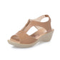 Wedge heel hollow female sandals mid-heel mother sandals - ladieskits - 0