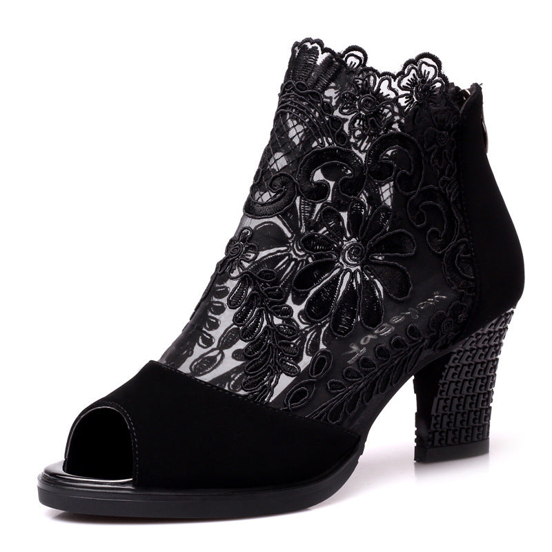 Thick and breathable lace high heels - ladieskits - 0