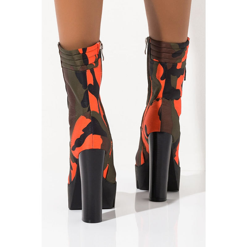 Platform camouflage high heel boots - ladieskits - 0