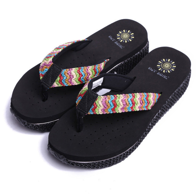 Summer new ladies sandals and slippers, wedges, flip-flops, beach casual slippers, women's word drag - ladieskits - 0