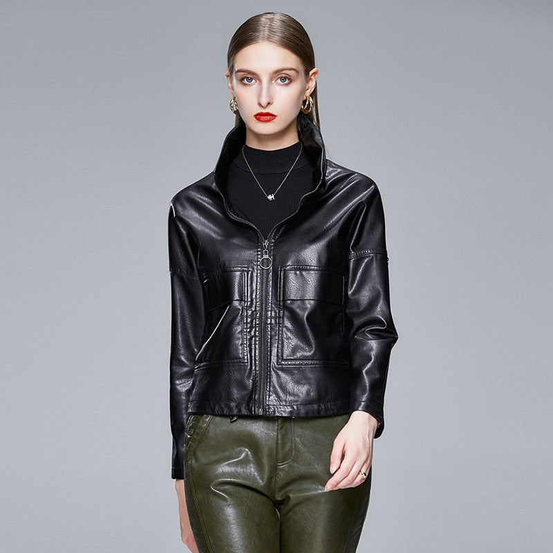 Korean Style Leather Jacket Women PU Coat Leather - ladieskits - 0