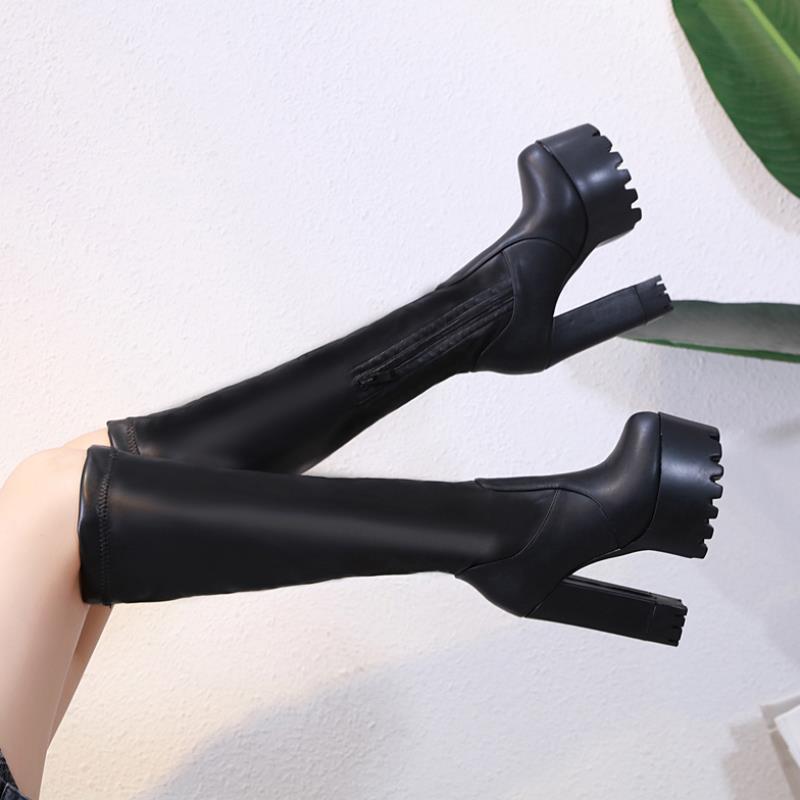 Knee-high boots for women thigh-high boots for women shoe elastic boots - ladieskits - 0