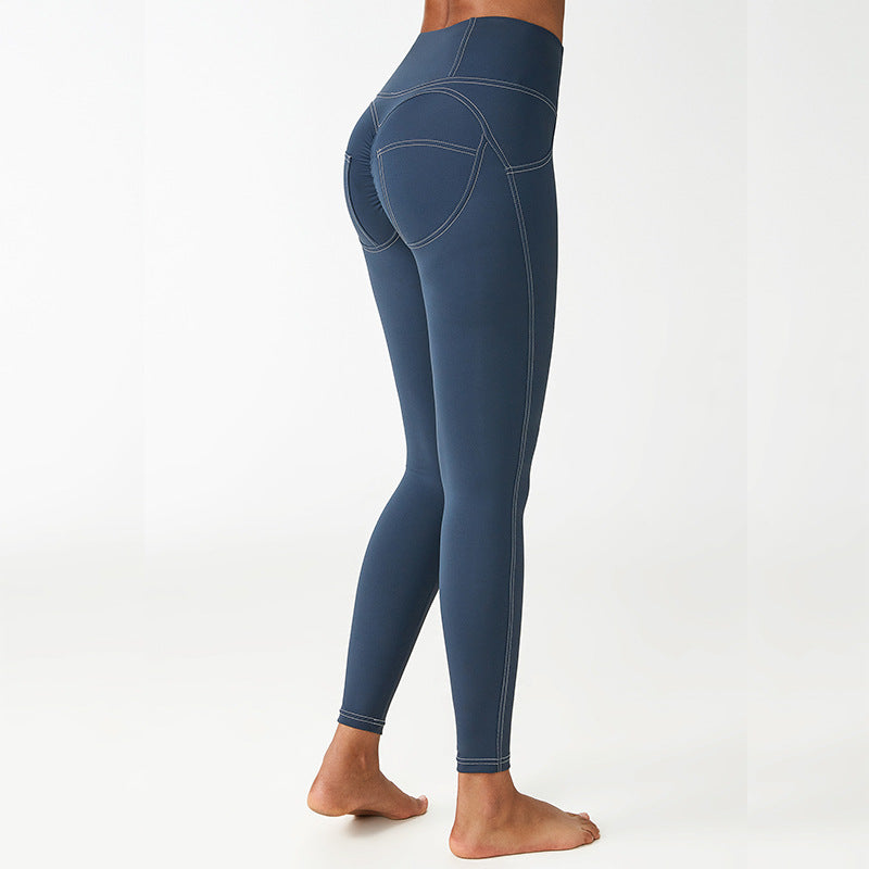 Pleated Yoga Pants High Waist Sports Leggings - ladieskits