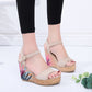 Cross Wedge Embroidered Sandals 2021 New Summer High Heels National Style Roman Women's Sandals  Toe Women's Shoes - ladieskits - 0