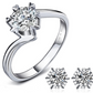 925 sterling silver ring high-grade platinum snowflake carat simulation diamond ring Japan and South Korea couple engagement wedding accessories - ladieskits - luxury rings