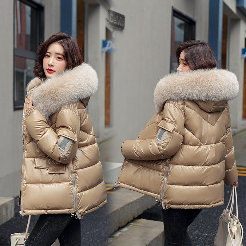 Winter Glossy Short  Women Korean Style Loose Student Cotton  Women's Bread Jacket - ladieskits - 0