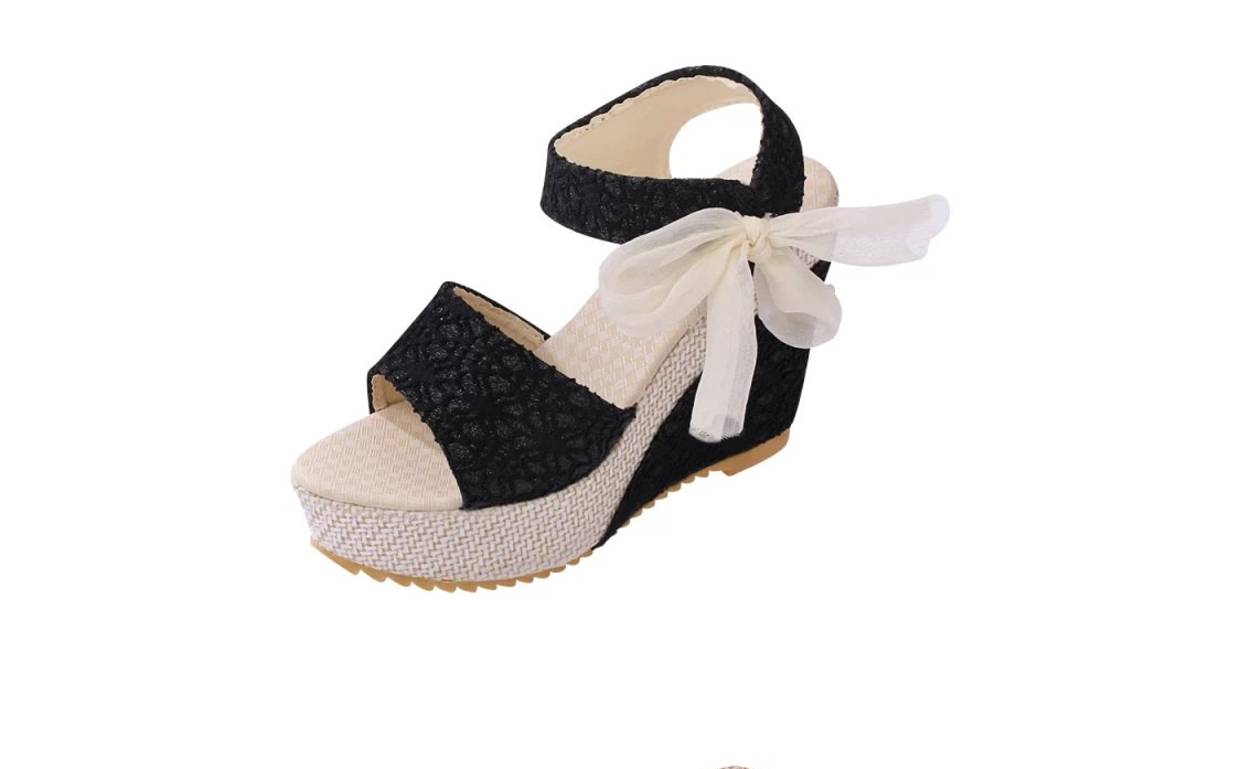 Manufacturers selling 2021 spring and summer new explosion network bookeen sexy mouth shoes wedge sandals black women's sandals - ladieskits - 0