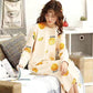 Pajamas women long sleeves long nightdress cartoon cute home service - ladieskits - women pajamas