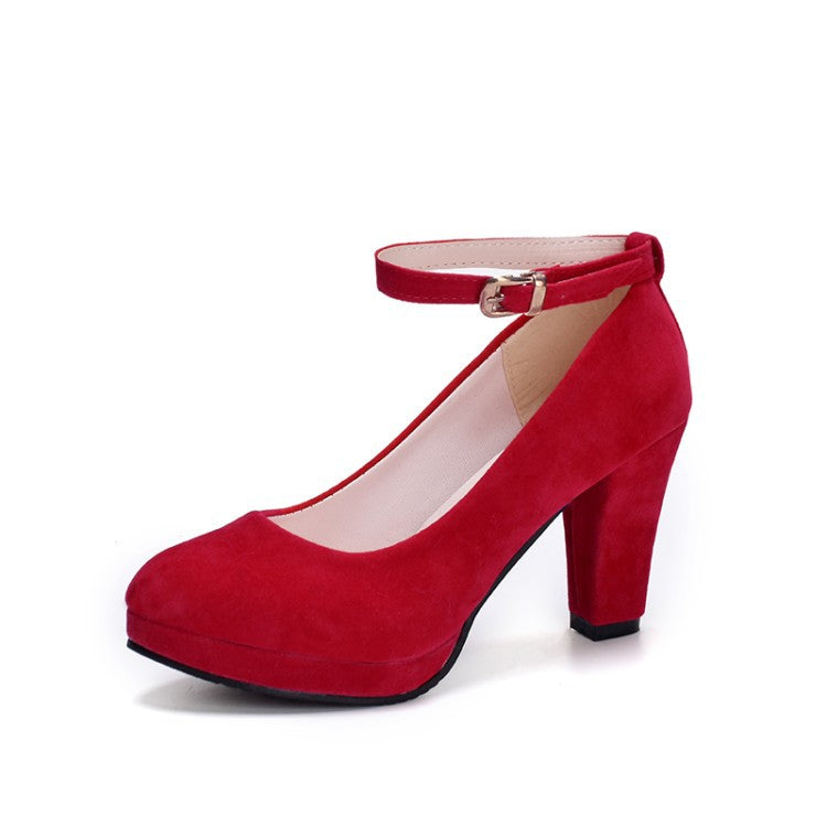 Block heel suede high heels - ladieskits - 0