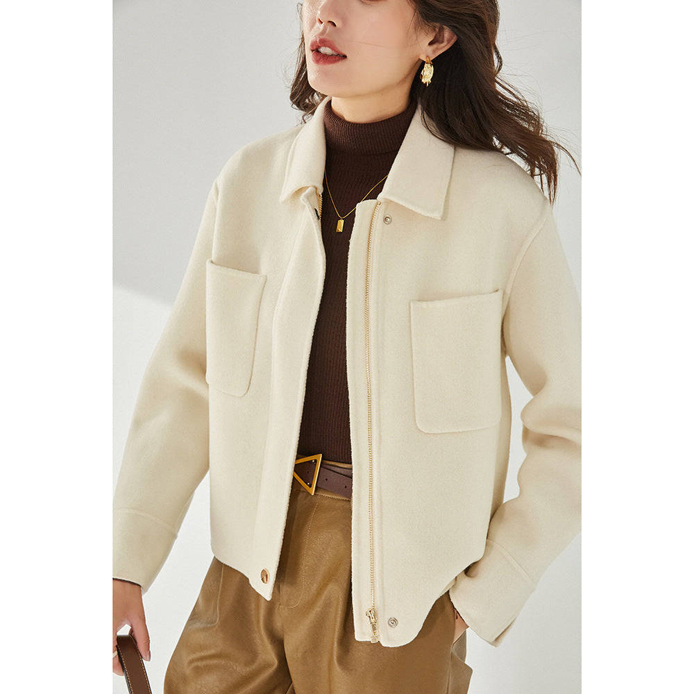 Lapel Wool Double-faced Woolen Coat Women - ladieskits - jacket