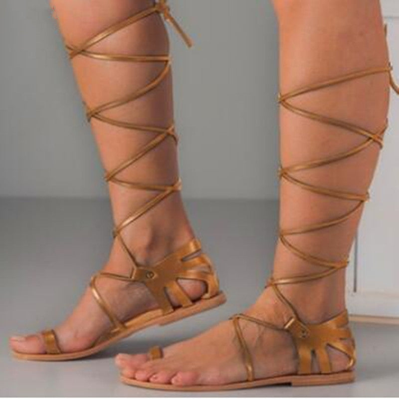 Lace-up flat sandals for women - ladieskits - 0