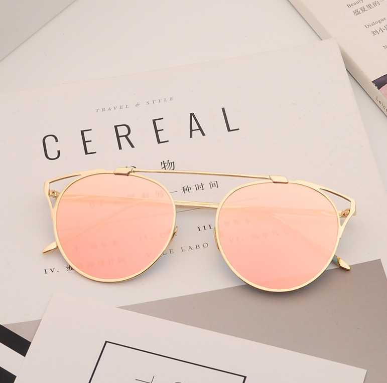 High-end colorful reflective women's sunglasses Personality trend Korean sunglasses Stars with glasses - ladieskits